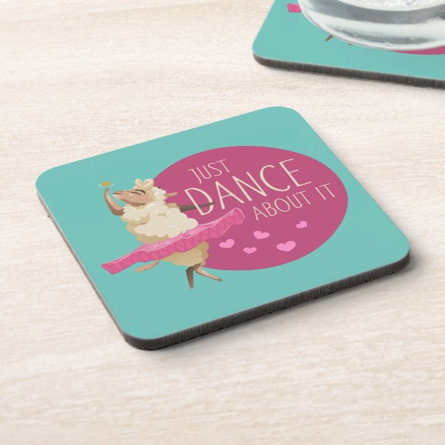 Funny Sheep Message - Just Dance About It 1 Beverage Coaster (Left Side)