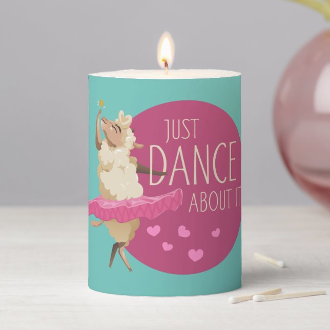 Funny Sheep Message - Just Dance About It 1 Pillar Candle (In Situ)