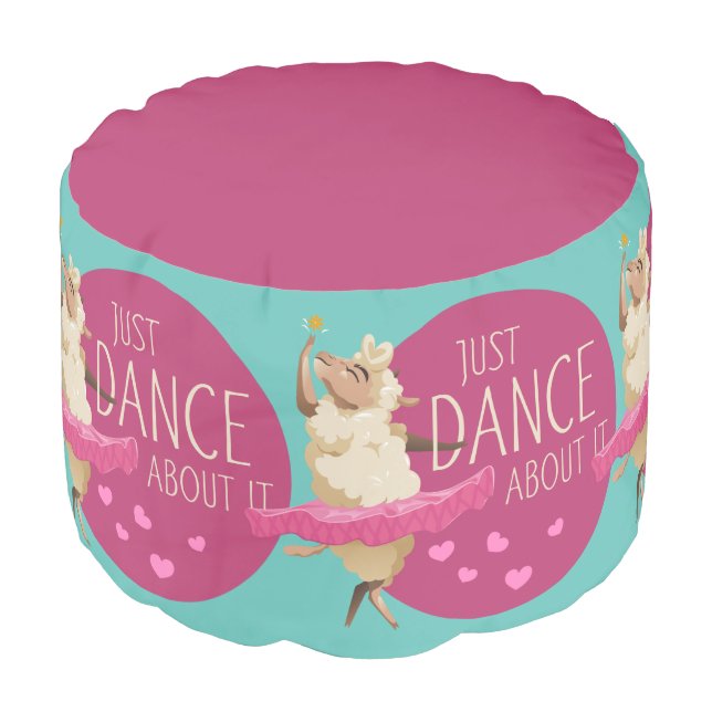 Funny Sheep Message - Just Dance About It 1 Pouf (Angled Front)