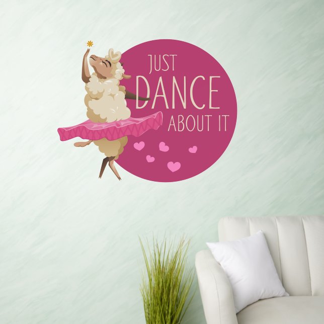 Funny Sheep Message - Just Dance About It 1 Wall Decal (Living Room)
