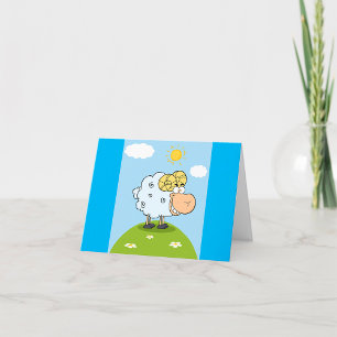 Funny Sheep On A Hill Letterpress Thank You Card