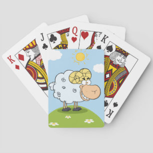 Funny Sheep On A Hill Poker Cards