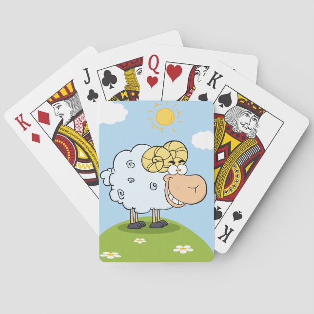 Funny Sheep On A Hill Poker Cards (Back)