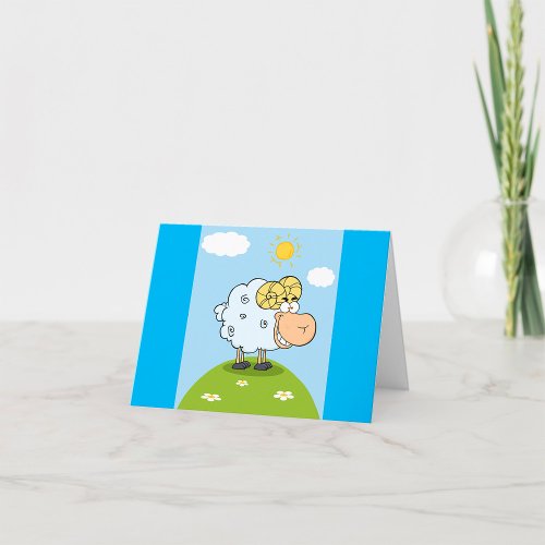Funny Sheep On A Hill Thank You Card