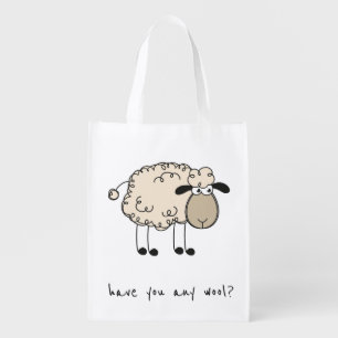 Funny Sheep Rhyme Knitting Grocery Bag