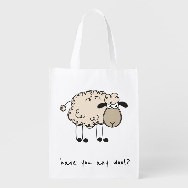 Funny Sheep Rhyme Knitting Grocery Bag (Front)