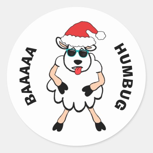 Funny Sheep Santa Baa Humbug Christmas Classic Round Sticker