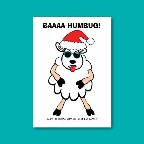 Funny Sheep Scrooge Baa Humbug Christmas Holiday Card