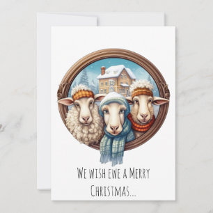 Funny Sheep Trio - Cute Christmas Card