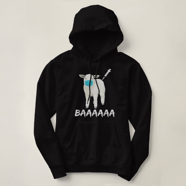 Funny Sheep Wearing Mask Anti Vaccine For Farmer F Hoodie (Design Front)