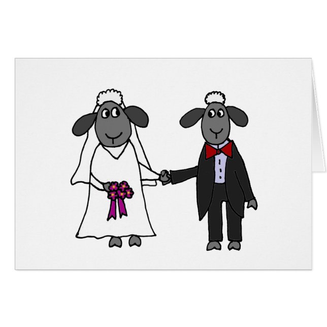 Funny Sheep Wedding Cartoon Cards (Front Horizontal)