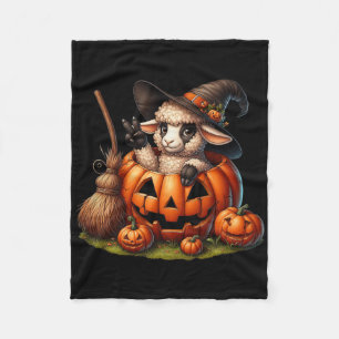 Funny Sheep Witch Pumpkin Halloween Mens Womens Ki Fleece Blanket