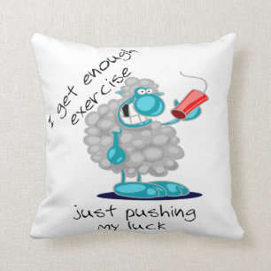 Funny Sheep with Dynamite Pushing My Luck Pillow