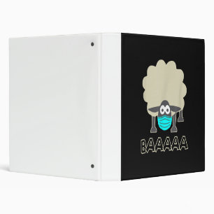 Funny Sheep With Face Mask   Sheeple Gift 3 Ring Binder