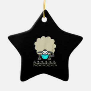 Funny Sheep With Face Mask Sheeple Gift Ceramic Ornament