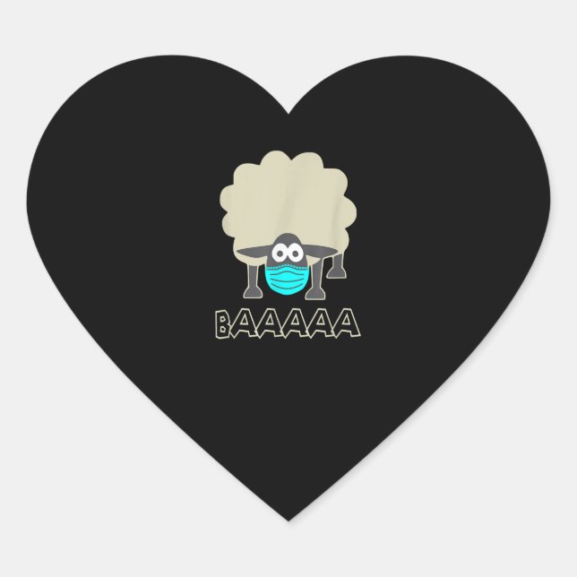 Funny Sheep With Face Mask | Sheeple Gift Heart Sticker (Front)