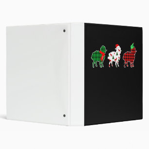 Funny Sheep Xmas Tree Lights Red Plaid Gift 3 Ring Binder