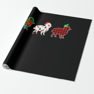 Funny Sheep Xmas Tree Lights Red Plaid Gift Wrapping Paper