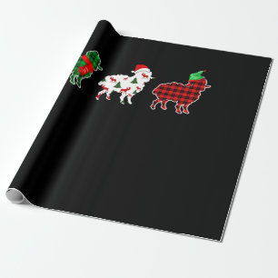 Funny Sheep Xmas Tree Lights   Red Plaid Gift Wrapping Paper