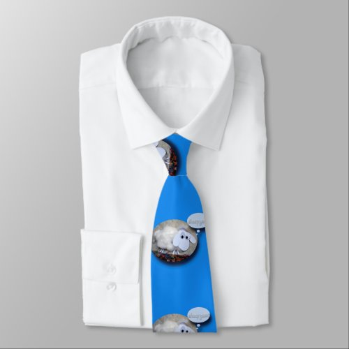 Funny Sheep Year Chinese Zodiac Blue Tie