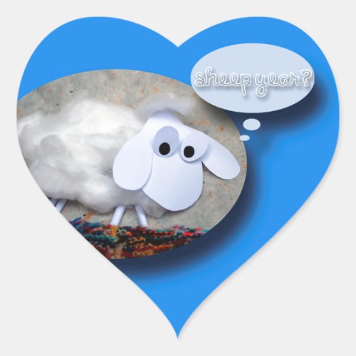 Funny Sheep Year Chinese Zodiac Heart Sticker