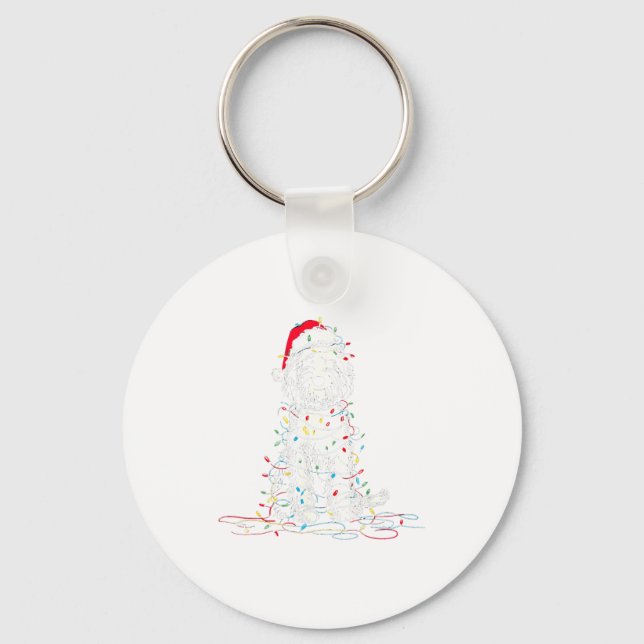 Funny Sheepadoodle Christmas Graphics Dog Lights L Keychain (Front)