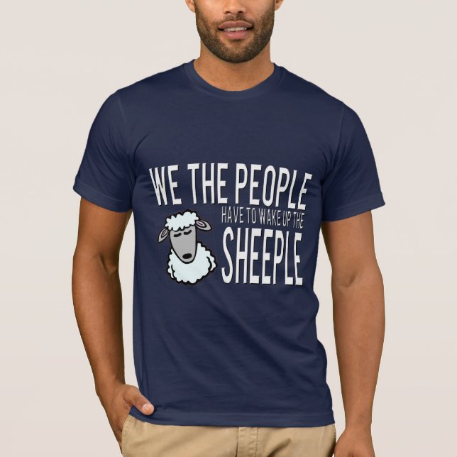 Funny Sheeple Warning Sign Dark T-Shirt (Front)