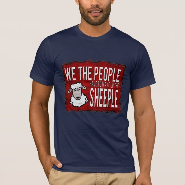 Funny Sheeple Warning Sign Dark T-Shirt (Front)
