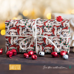 Funny Sheltie Christmas Pattern Wrapping Paper