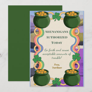 Funny Shenanigans Pot Of Gold St. Patrick's Card