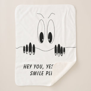 Funny Sherpa Blanket with Curiosity Eyes - Smile