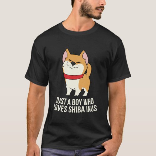 Funny Shiba Inu Boy Just A Boy Who Loves Shiba Inu T_Shirt