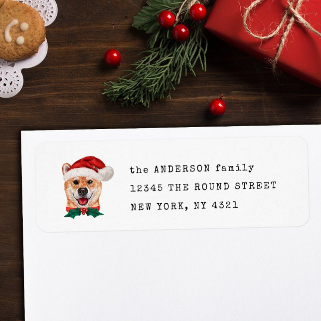 Funny Shiba Inu Christmas Dog Return Address Label (Creator Uploaded)