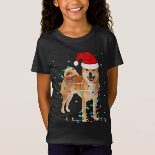 Funny Shiba Inu Christmas Light Gifts Xmas T_Shirt