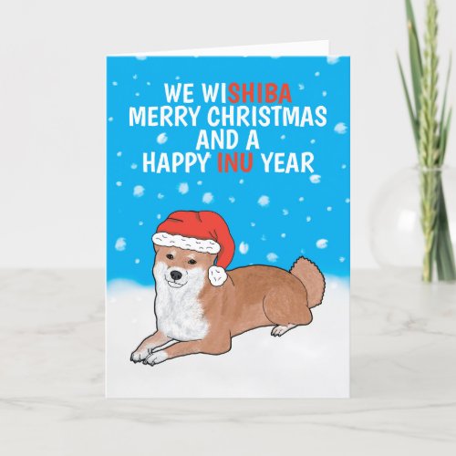 Funny Shiba Inu Dog Pun Merry Christmas  Holiday Card
