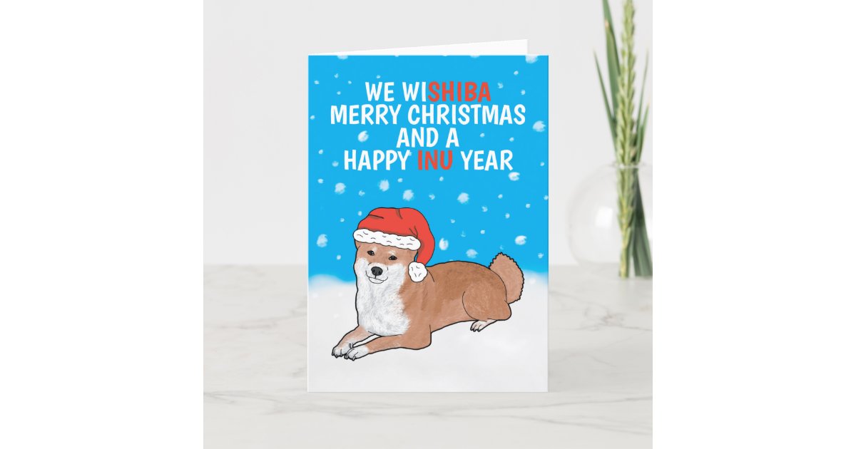 Funny Shiba Inu Dog Pun Merry Christmas Holiday Card Zazzle