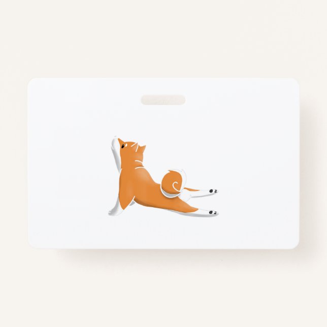funny shiba inu dog yoga pose birthday gift badge (Front)