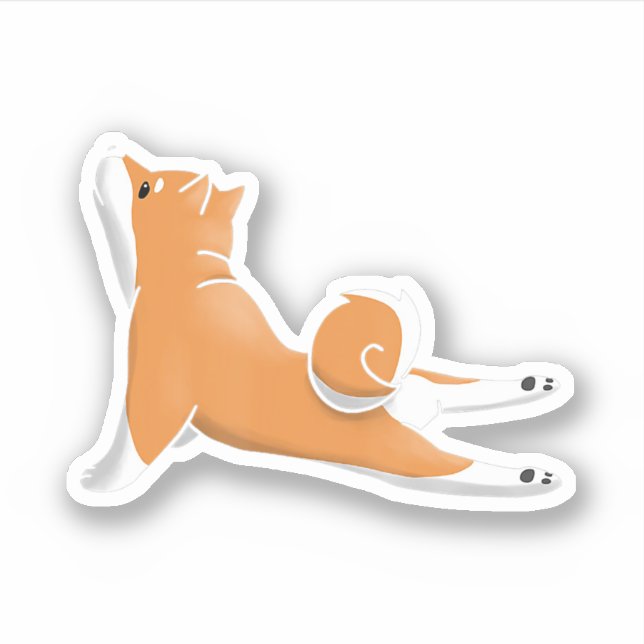 funny shiba inu dog yoga pose birthday gift sticker (Front)