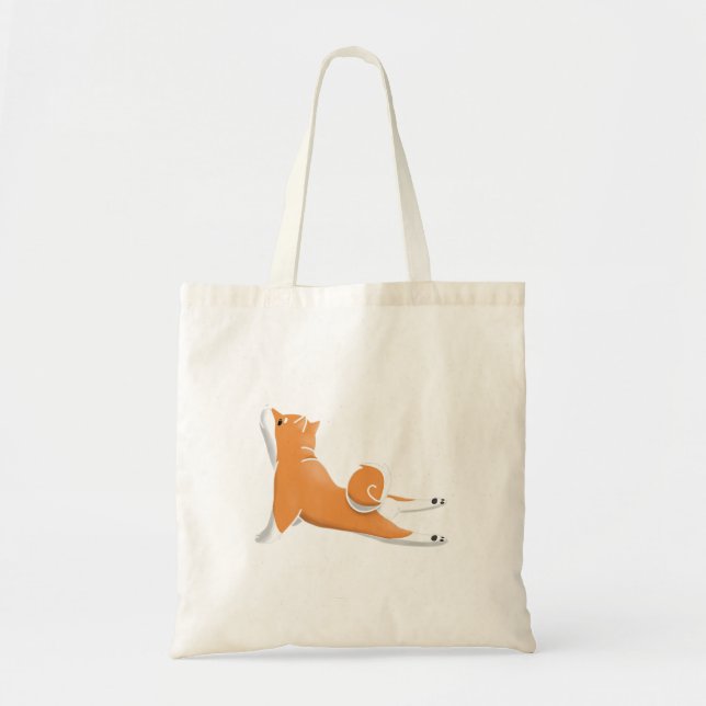 funny shiba inu dog yoga pose birthday gift tote bag (Front)