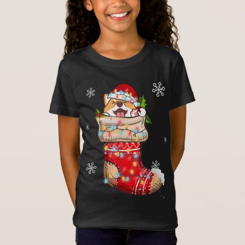 Funny Shiba Inu In Socks Christmas Dog Lovers Xmas T_Shirt