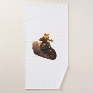 Funny , Shiba Inu, Motorcycle, Dog, Puppet, Men's, Bath Towel