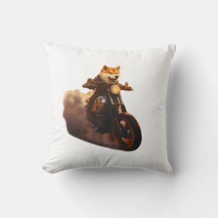 Funny , Shiba Inu, Motorcycle, Dog, Puppet, Men's, Throw Pillow