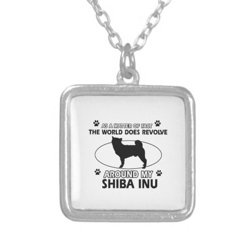 Funny shiba inus designs silver plated necklace