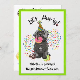 Funny Shih Tsu Dog Donuts Birthday Party Invitation