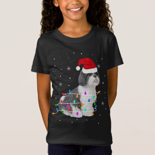 Funny Shih Tzu Christmas Light Gifts Xmas T_Shirt