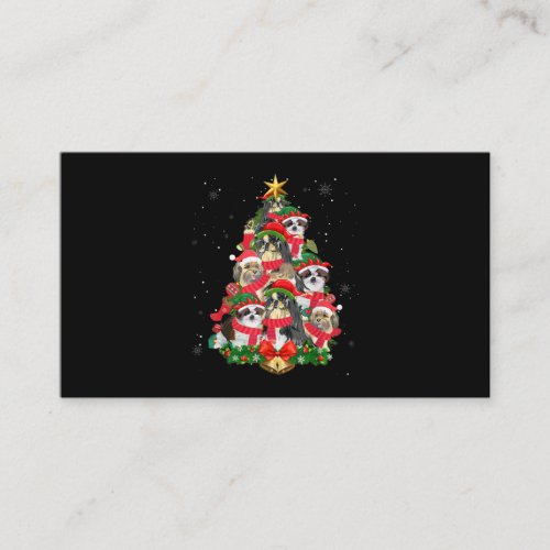 Funny Shih Tzu Christmas Tree Dog Lover Xmas Santa Business Card