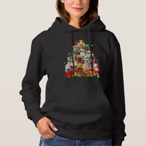 Funny Shih Tzu Christmas Tree Lights Puppy Dog Lov Hoodie