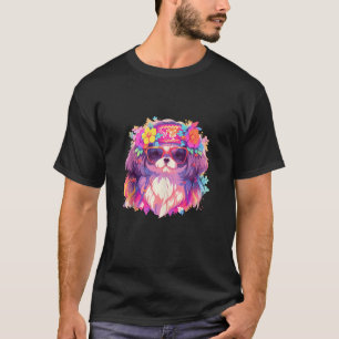 Funny Shih Tzu Dog Hippie Men Women Floral Pet Dog T-Shirt