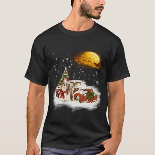 Funny Shih Tzu Dog Snow Red Truck Christmas Xmas T T_Shirt