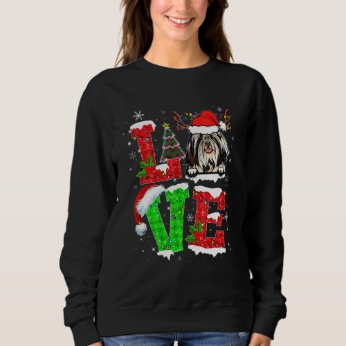 Funny Shih Tzu Dog Tree Christmas Lights Xmas Paja Sweatshirt